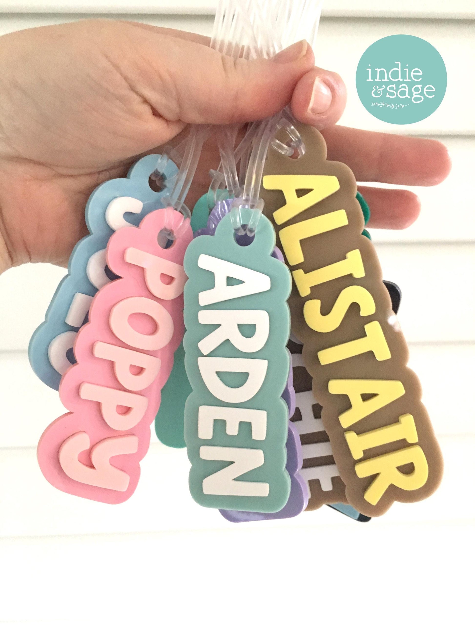 Personalised Double Layered Acrylic Bag Tag – Custom Name Party Favour