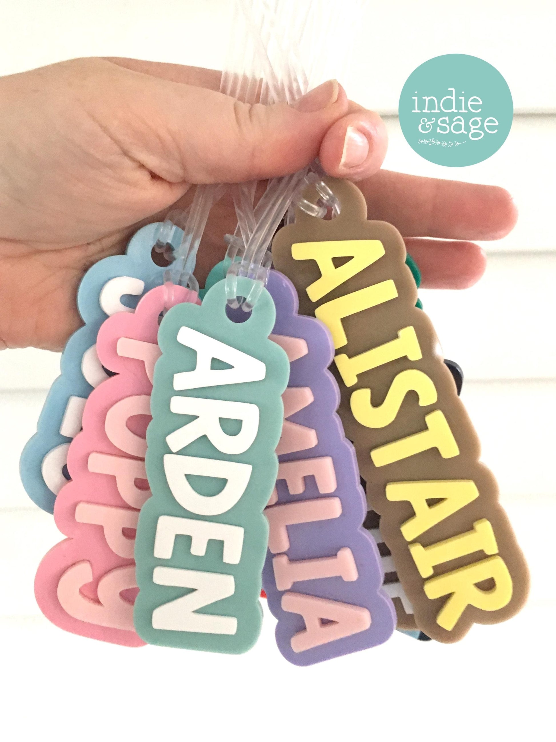 personalised double layer acrylic bag tags, choose your colours.