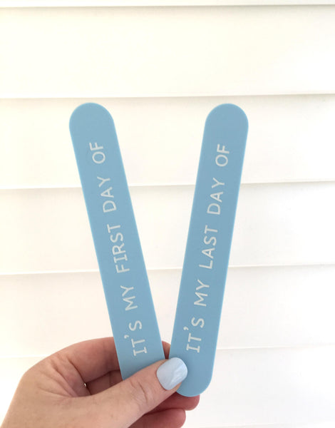 First Day and Last Day of School Sign - Personalised Acrylic Flower Design Blue