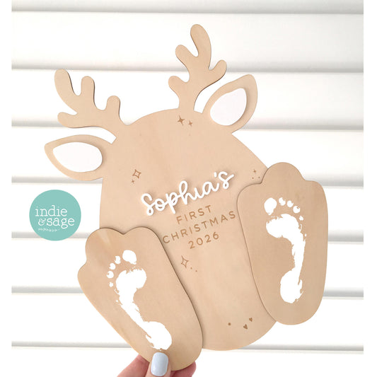 First Christmas Keepsake Footprint Plaque - First Christmas Gift Idea for Grandparents, Christmas Keepsake