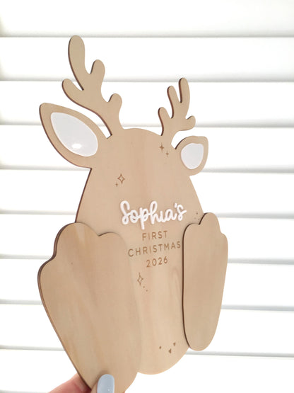 First Christmas Keepsake Footprint Plaque - First Christmas Gift Idea for Grandparents, Christmas Keepsake