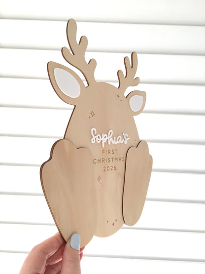 First Christmas Keepsake Footprint Plaque - First Christmas Gift Idea for Grandparents, Christmas Keepsake