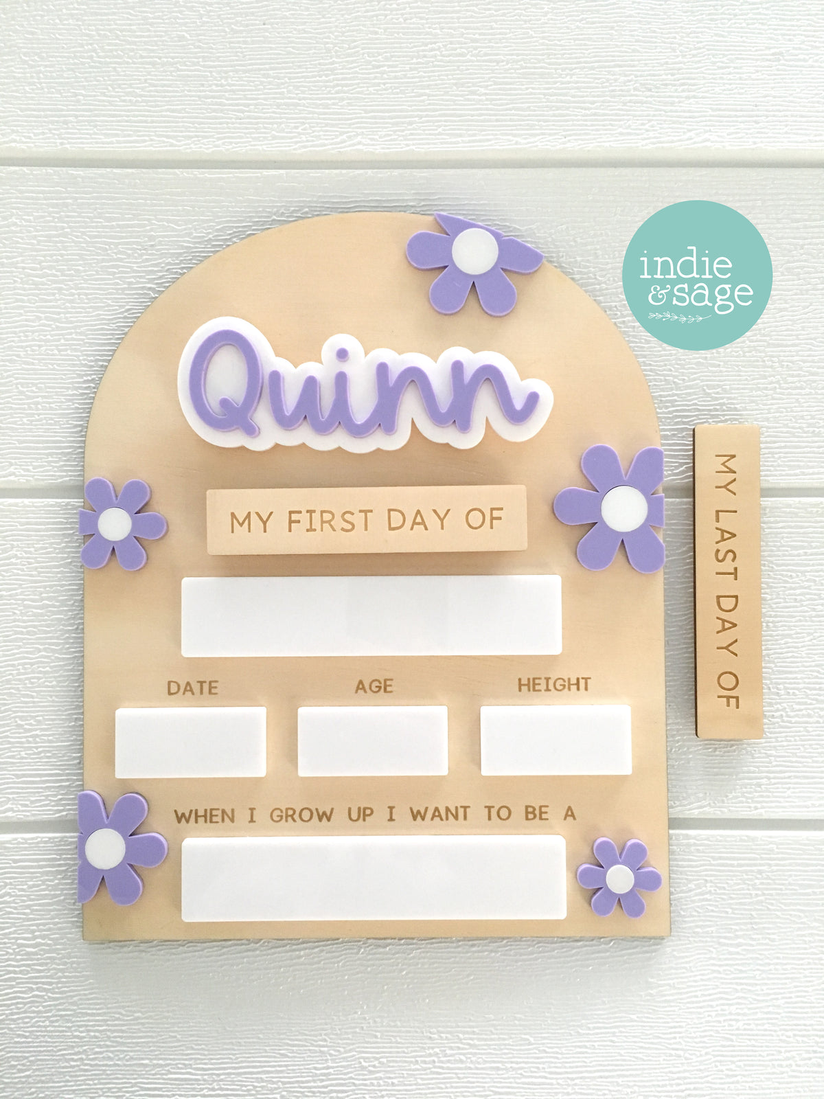 Personalised First & Last Day School Sign – Purple Daisy