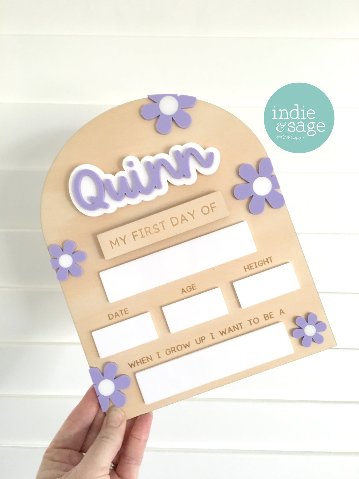 Personalised First & Last Day School Sign – Purple Daisy