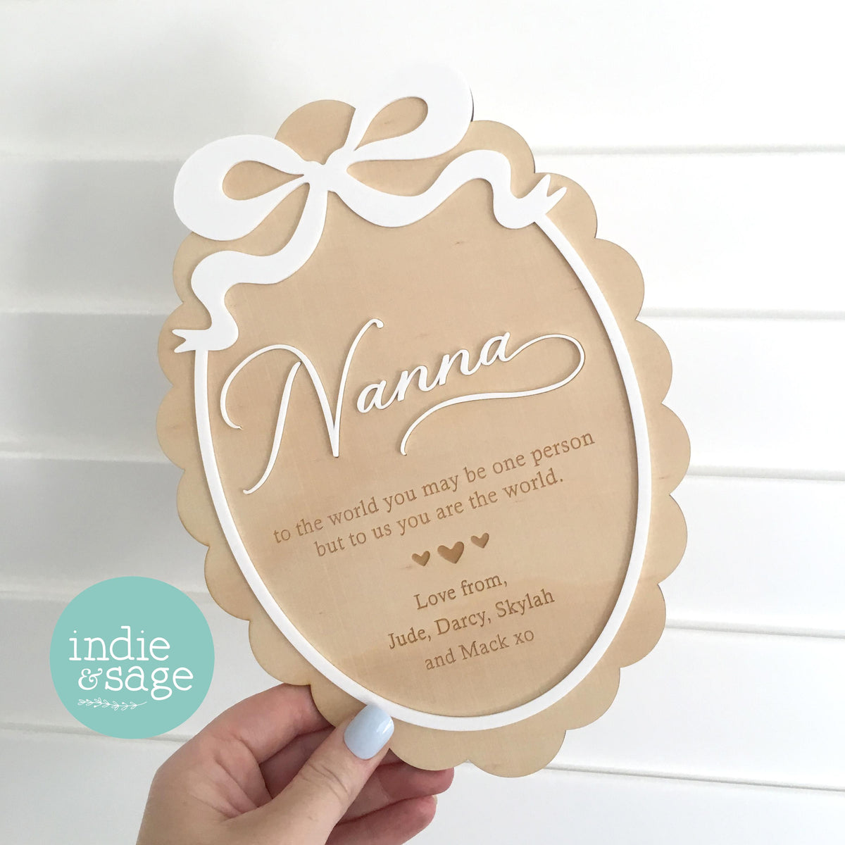 Personalised nana plaque with grandchildren names, custom grandparent gift from grandkids