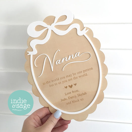 Personalised nana plaque with grandchildren names, custom grandparent gift from grandkids