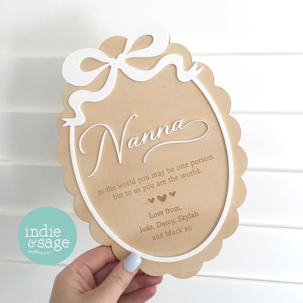 Personalised nana plaque with grandchildren names, custom grandparent gift from grandkids