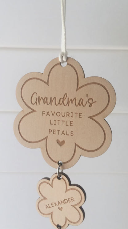 Grandma's Favourite Little Petals Personalised Flower Shaped Wall Hanging