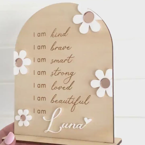 Daily Affirmation Plaque for Girls - Pink Floral Design, Affirmation Sign, Affirmations