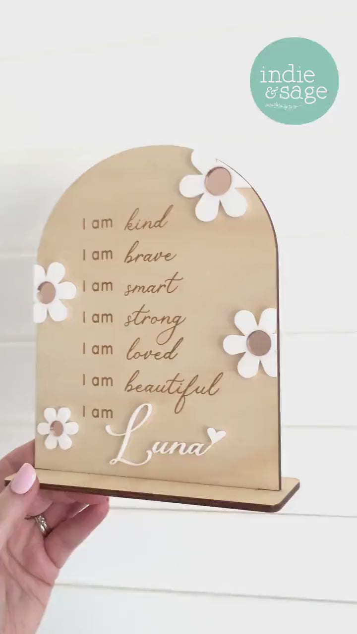 Daily Affirmation Plaque for Girls - Pink Floral Design, Affirmation Sign, Affirmations