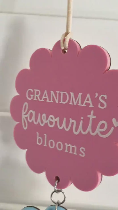 Personalised Grandma Photo Gift – Favourite Blooms Suncatcher, Custom Mother’s Day Gift, Nanna Photo Keepsake, Family Flower Wall Hanging
