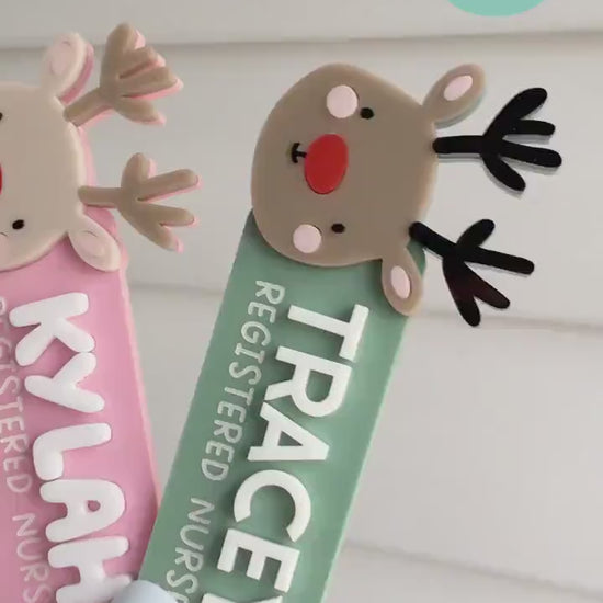 Work Name Badge Christmas Designs - Reindeer Work Name Badge - Christmas Work Name Badge - Christmas Staff Badge