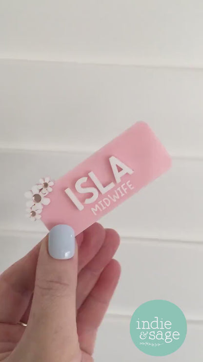 Floral Work Name Badge - Personalised Name Badge - Registered Nurse Name Badge - Custom Fun Name Badge