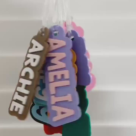 Personalised Double Layered Acrylic Bag Tag – Custom Name Party Favour