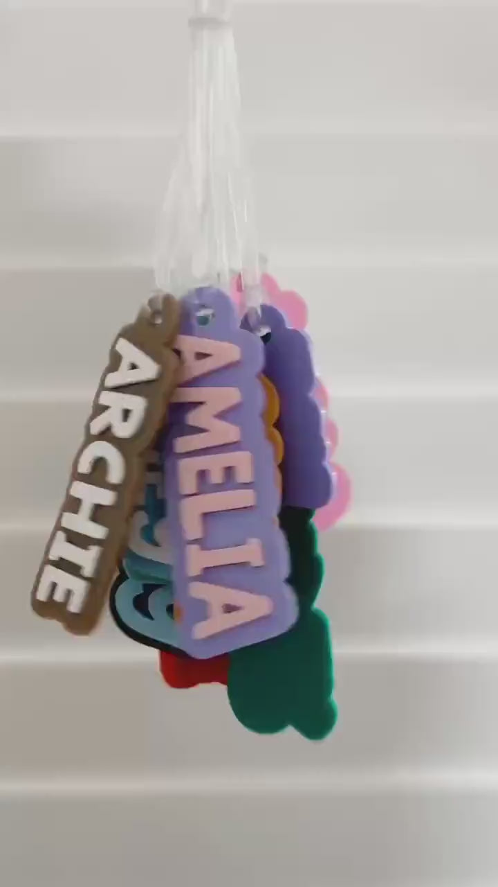Personalised Double Layered Acrylic Bag Tag – Custom Name Party Favour