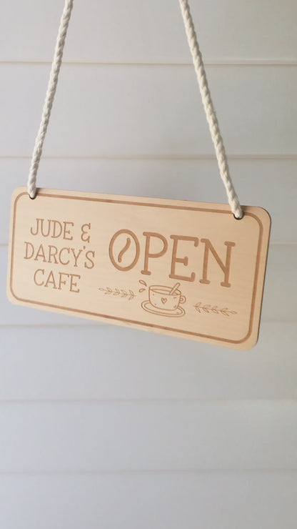 Personalised Kids Cafe Open & Closed Sign (double sided)