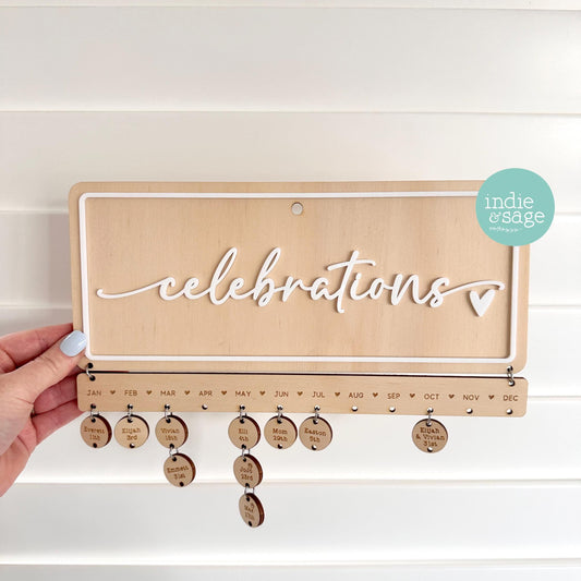 Family Celebrations Birthday and Special Occasions Calendar Sign Engraved and Personalised