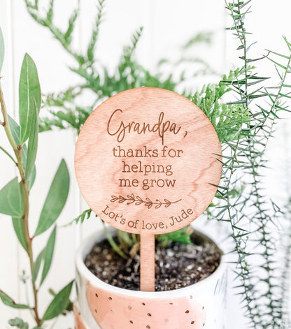 Personalised Planter Stick - Thanks for Helping Me Grow