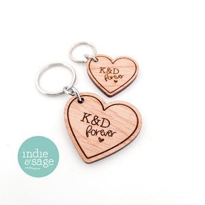 Valentines Day Gifts - Personalised Couple Initial Keychain, Anniversary gift idea.