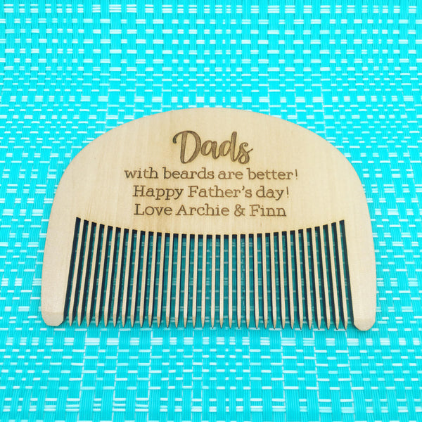 Dads With Beards Are Better, Happy Fathers Day Personalised Comb (Change Daddy to any other name), Cute Fathers Day Gift Idea!