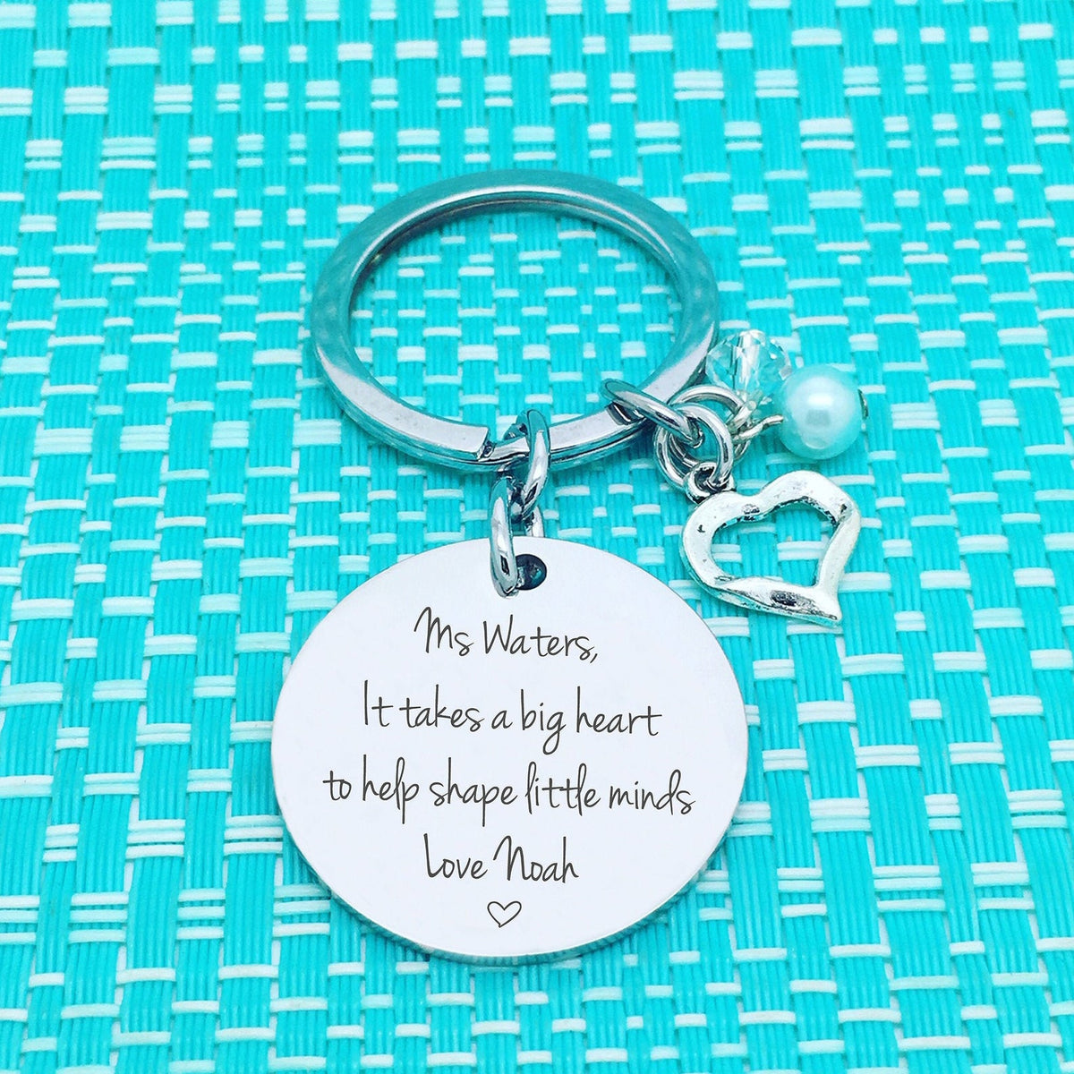 It Takes A Big Heart To Help Shape Little Minds Personalised Keyring (Teacher Gift, Personalised Teacher Gift)