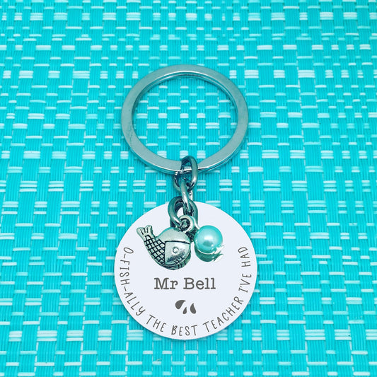 O-Fish-Ally The Best Teacher Ever Personalised Keyring (Teacher Gift, Personalised Teacher Gift)