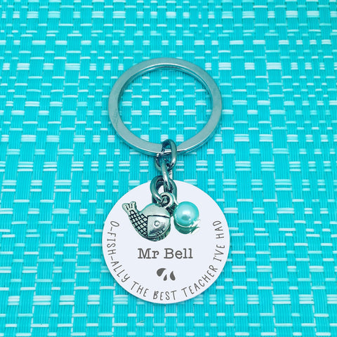 O-Fish-Ally The Best Teacher Ever Personalised Keyring (Teacher Gift, Personalised Teacher Gift)