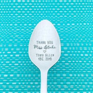 Thank You Personalised Teacher Spoon (Personalised Teacher Gift, Coffee Gift, Teach Coffee Repeat)