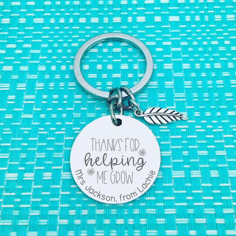 Thank For Helping Me Grow Personalised Keyring (Personalised Teacher Gift)