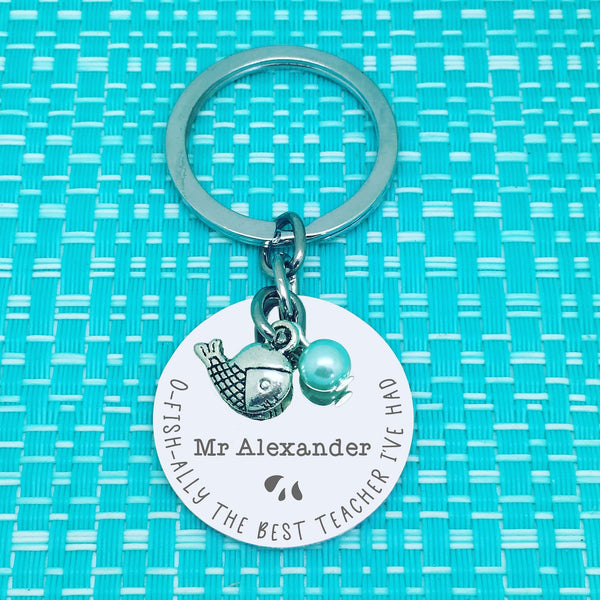 O-Fish-Ally The Best Teacher Ever Personalised Keyring (Teacher Gift, Personalised Teacher Gift)