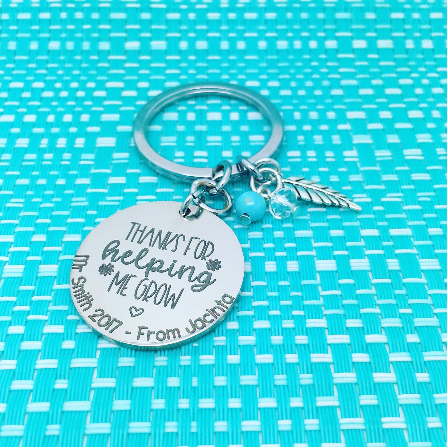 Thank For Helping Me Grow Personalised Keyring (Personalised Teacher Gift)