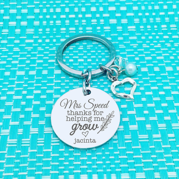 Thanks For Helping Me Grow Personalised Keyring (Personalised Teacher Gift, End of Year Gift, Gift for Teacher)