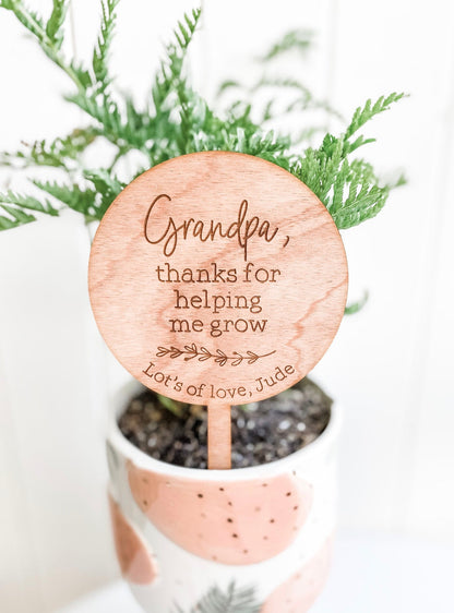 Personalised Planter Stick - Thanks for Helping Me Grow