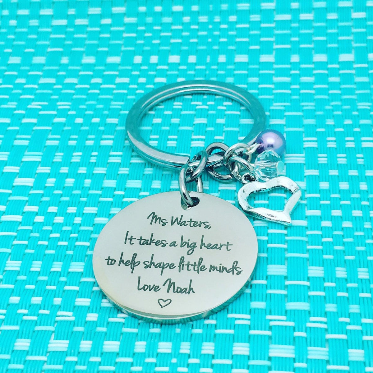 It Takes A Big Heart To Help Shape Little Minds Personalised Keyring (Teacher Gift, Personalised Teacher Gift)