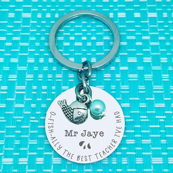 O-Fish-Ally The Best Teacher Ever Personalised Keyring (Teacher Gift, Personalised Teacher Gift)