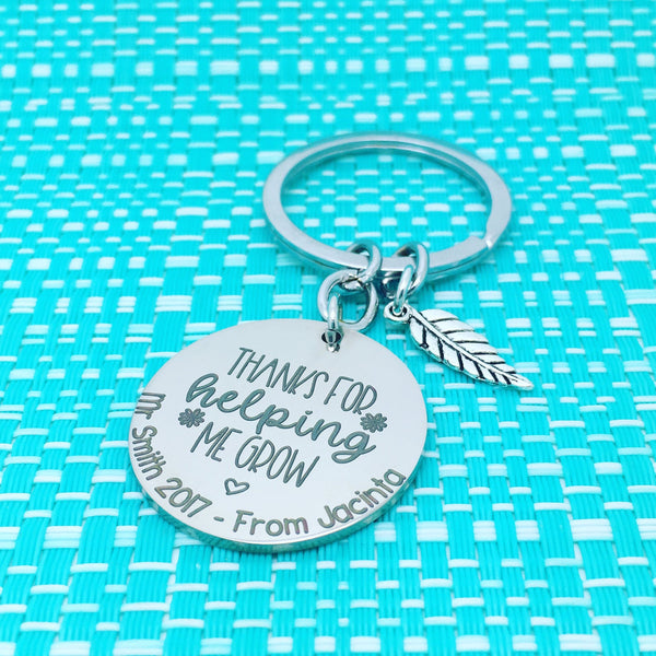 Thank For Helping Me Grow Personalised Keyring (Personalised Teacher Gift)