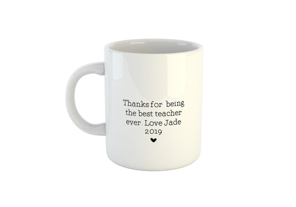 Personalised Teacher Name Mug, Add Your Message To The Back Side (Personalised Teacher Gift Ideas, Teacher Coffee Mug)