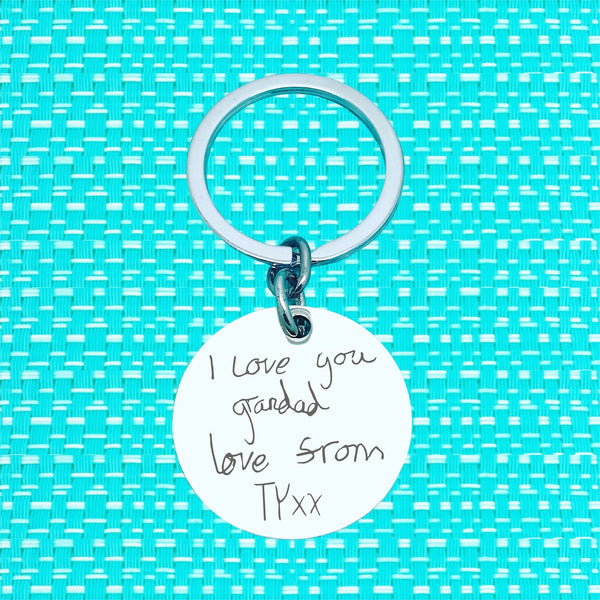 Custom Kids Drawing or Handwriting Keyring, Unique Father's Day Gift Idea