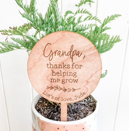 Personalised Planter Stick - Thanks for Helping Me Grow