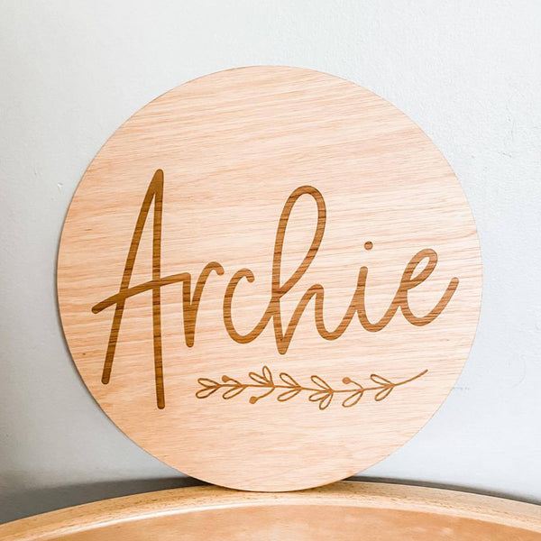 Personalised Wooden Name Plaque With A Cute Floral Wreath