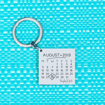 Engraved Calendar Anniversary Keychain