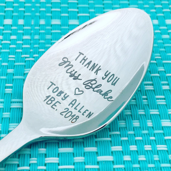 Thank You Personalised Teacher Spoon (Personalised Teacher Gift, Coffee Gift, Teach Coffee Repeat)