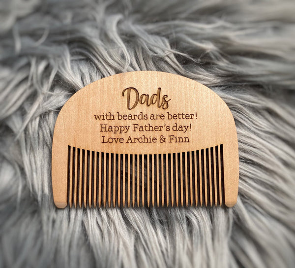 Dads With Beards Are Better, Happy Fathers Day Personalised Comb (Change Daddy to any other name), Cute Fathers Day Gift Idea!