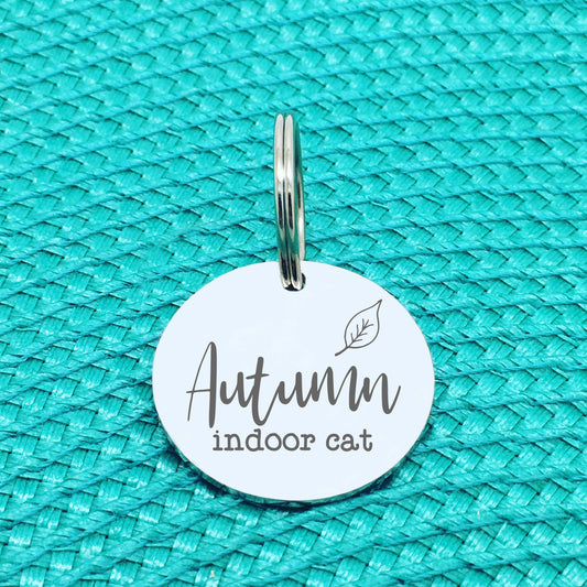 Personalised Pet Tag, Autumn Leaf Design (Personalised Cat Tag)
