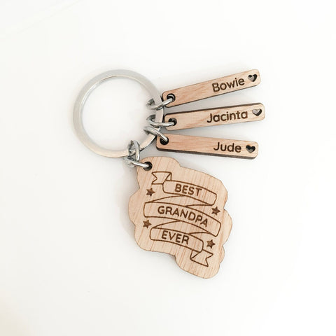 Best Grandpa ever personalised wooden keyring (dedicate to any name you like)