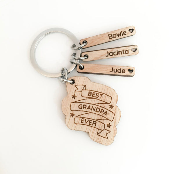 Best Grandpa ever personalised wooden keyring (dedicate to any name you like)