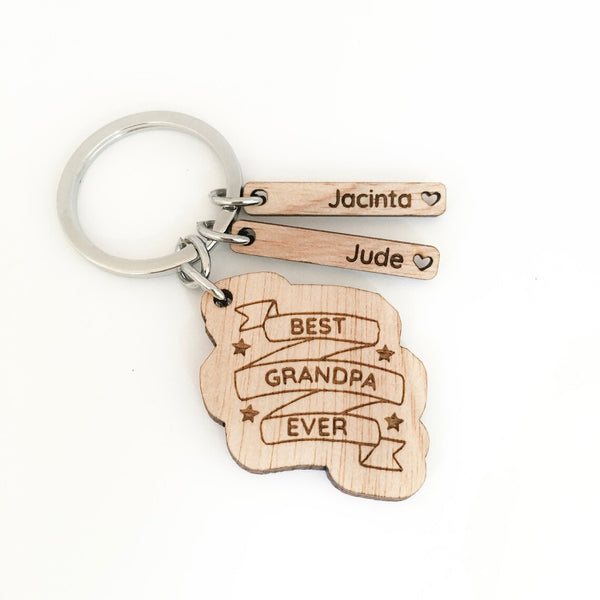 Best Grandpa ever personalised wooden keyring (dedicate to any name you like)