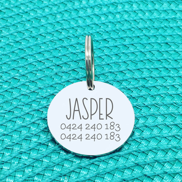 Engraved Personalised Pet Tag 'Please Call My Mum Before She Loses Her Shit' Double Sided Dog Tag (Change Mum To Any Other Name)