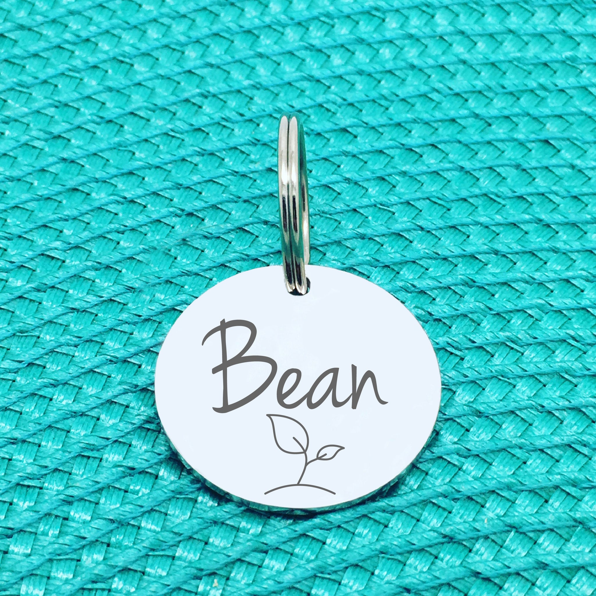 Engraved Custom Pet Tag Bean Sprout Design (Personalised Dog Tag / Personalised Cat Tag)