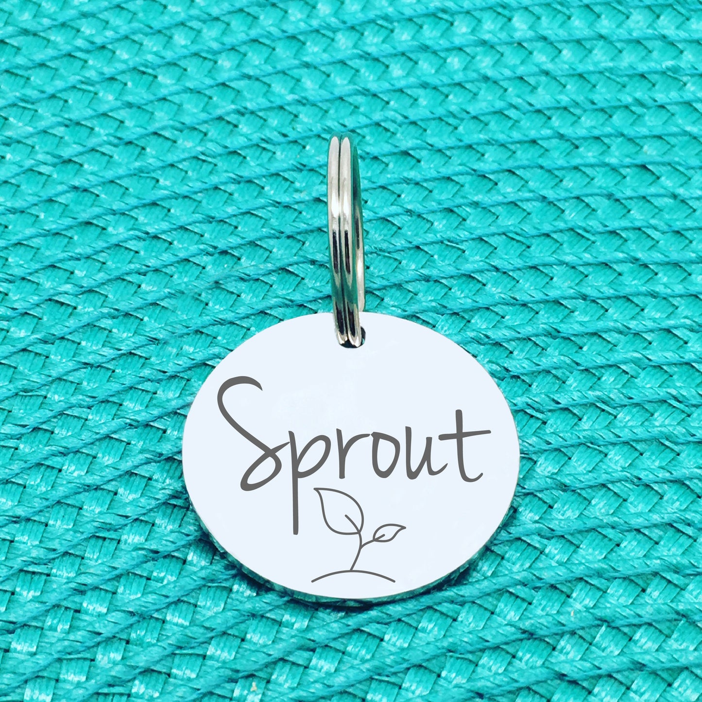Engraved Custom Pet Tag Bean Sprout Design (Personalised Dog Tag / Personalised Cat Tag)
